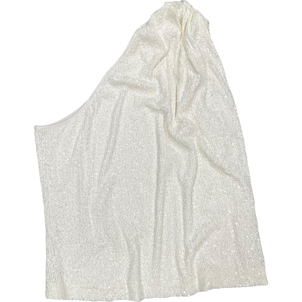 White Sequin Tank Top Generation Love New York Large One Shoulder